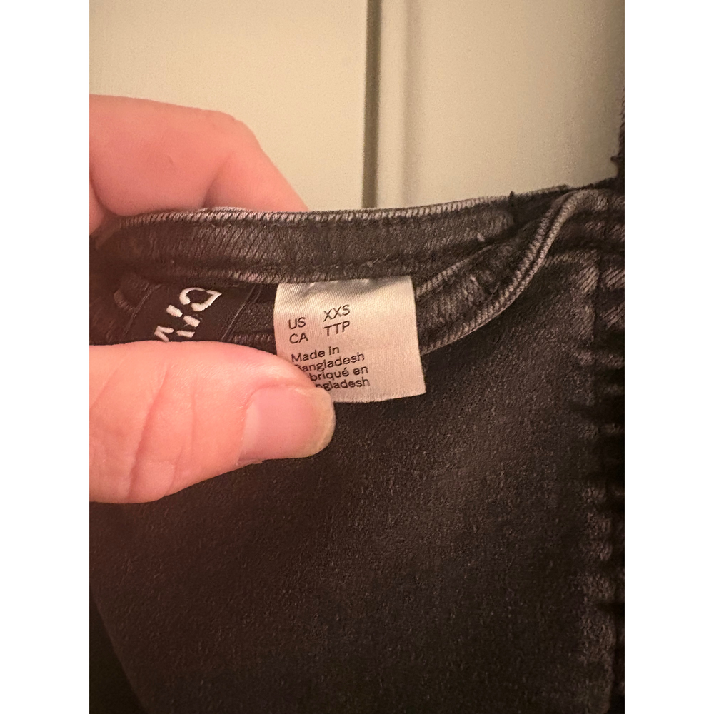 H&M Black Denim Puff Sleeve Mini Dress - Picture 2 of 3